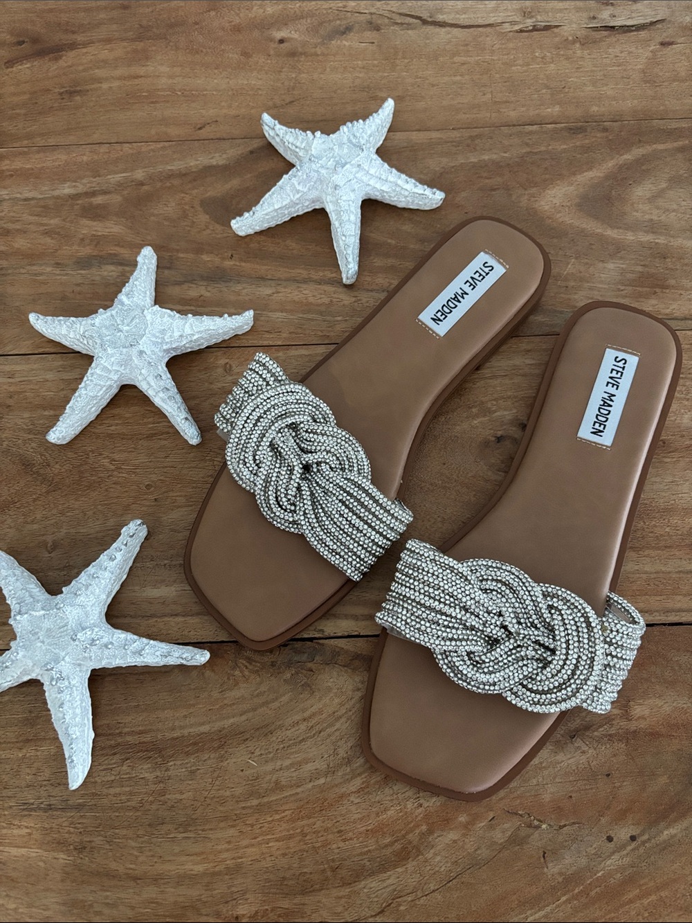 Steve Madden Adore Sandals with Rhinestone Beaded Knot New Size 8